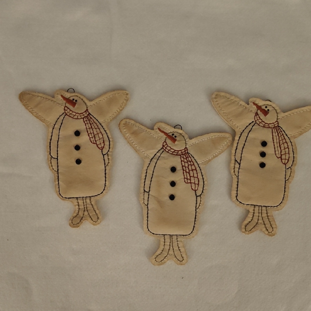 Charming Snowman Holiday Ornaments - Cream and Brown